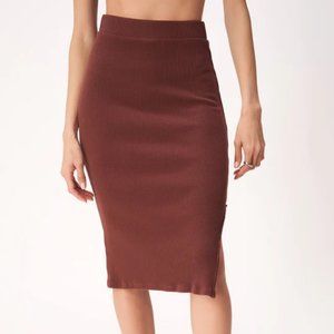 Project Social T Throw And Go Sweater Ribbed Midi Skirt In Spiced Copper L NWOT
